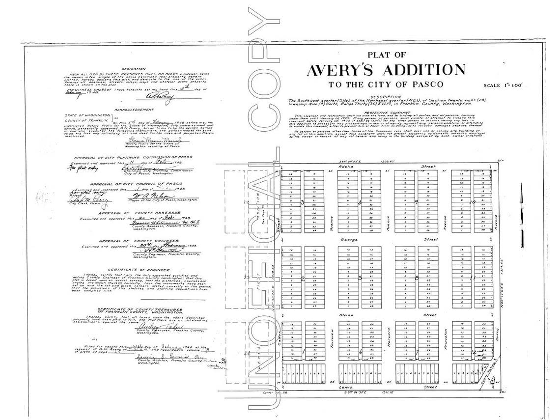 The Avery’s Addition subdivision platted in East Pasco impacts more than 300 parcels. A racial covenant on the plat restricted “use or occupancy” of any building or lot to persons not “of the Caucasian race.” 