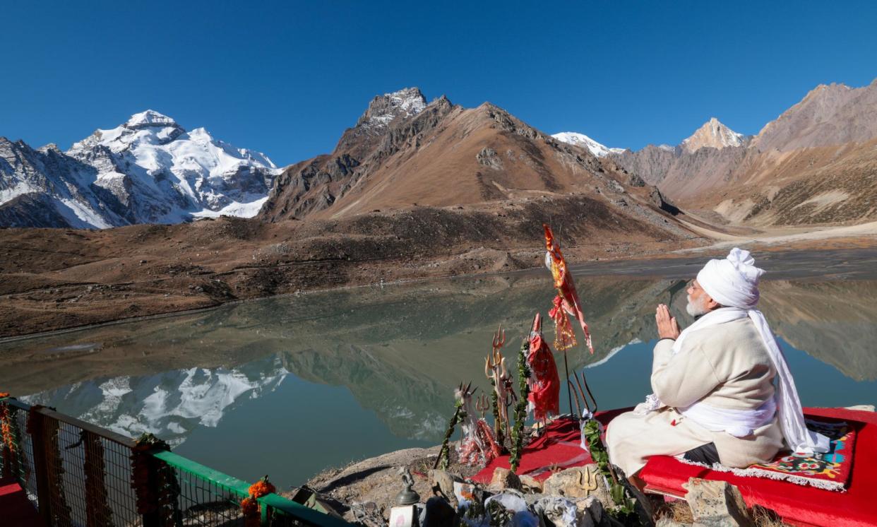 <span>India’s prime minister Narendra Modi at a pilgrimage site in Uttarakhand in the Himalayas.</span><span>Photograph: India Press Information Bureau/EPA</span>