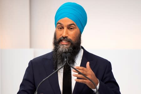 FILE PHOTO: New Democratic Party (NDP) leader Jagmeet Singh speaks during a debate hosted by Macleans/Citytv in Toronto