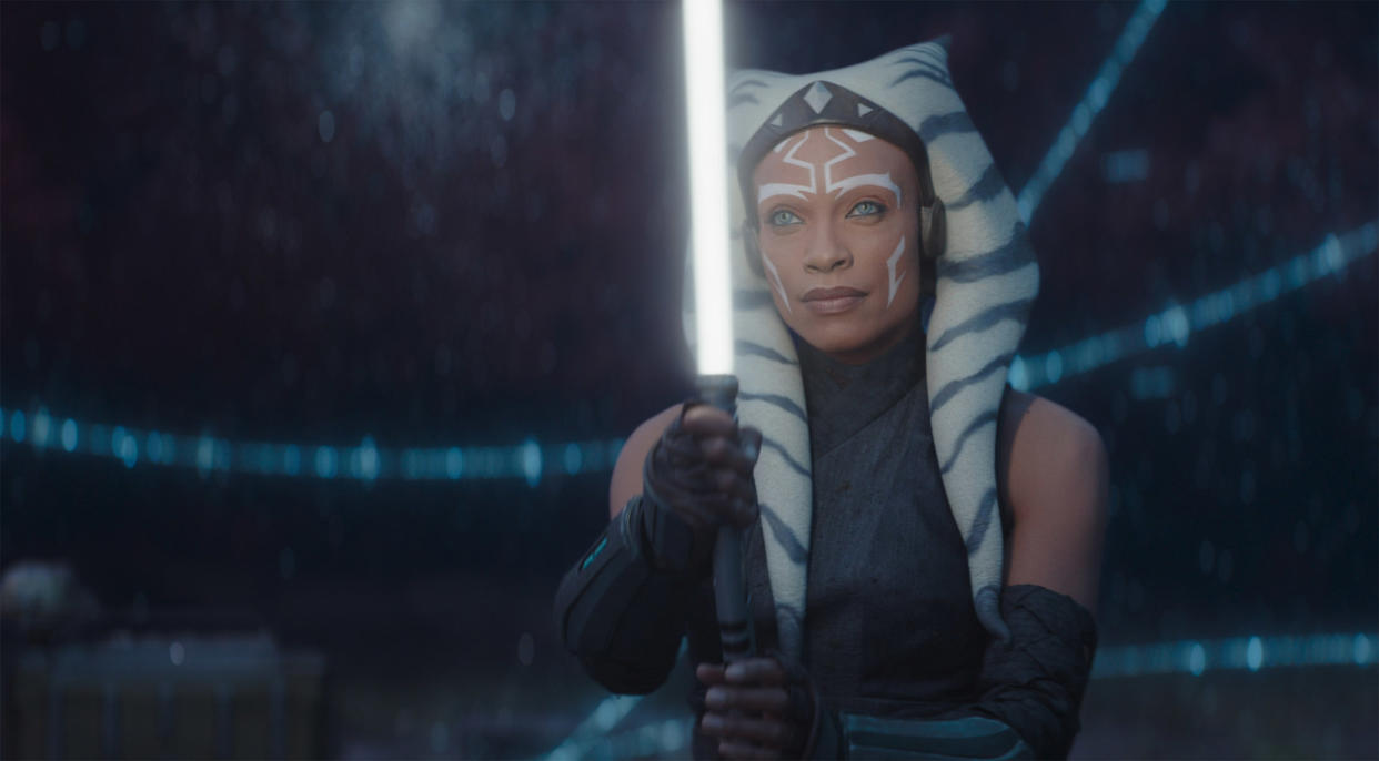  Ahsoka Tano wields one of her lightsabers in her self-titled Star Wars TV series 