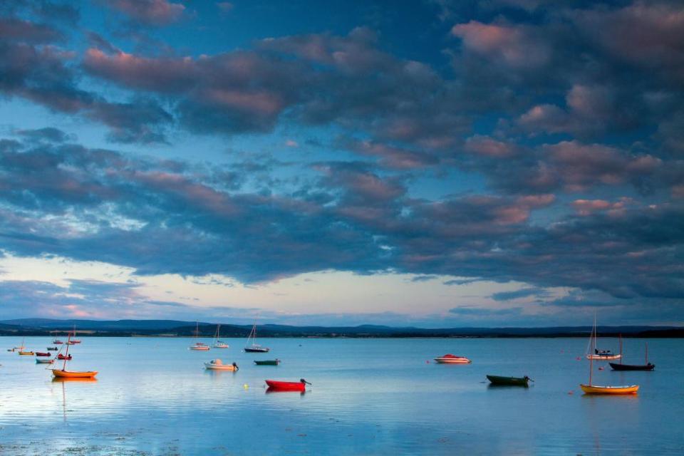 Findhorn Bay at dusk, Moray, Scotland, UK.