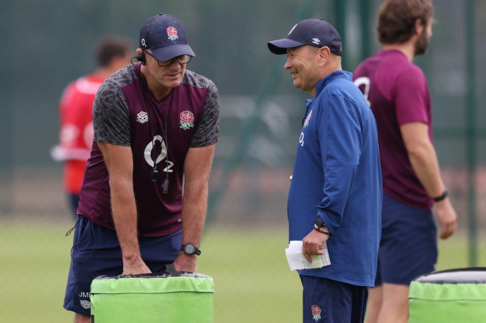 John Mitchell (left) spent three years as a defence coach with England’s men under Eddie Jones (Getty Images)