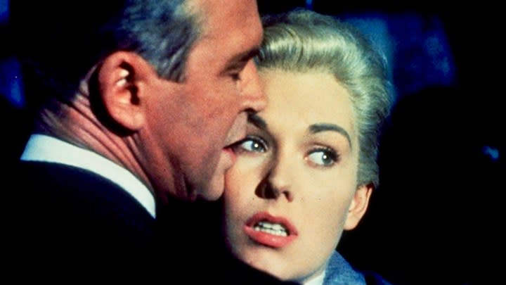 James Stewart and Kim Novak in Vertigo (1958)