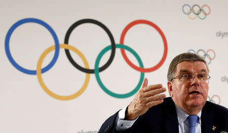 International Olympic Committee (IOC) President Thomas Bach attends a news conference after an Executive Board meeting in Lausanne, Switzerland, December 8, 2016. REUTERS/Denis Balibouse