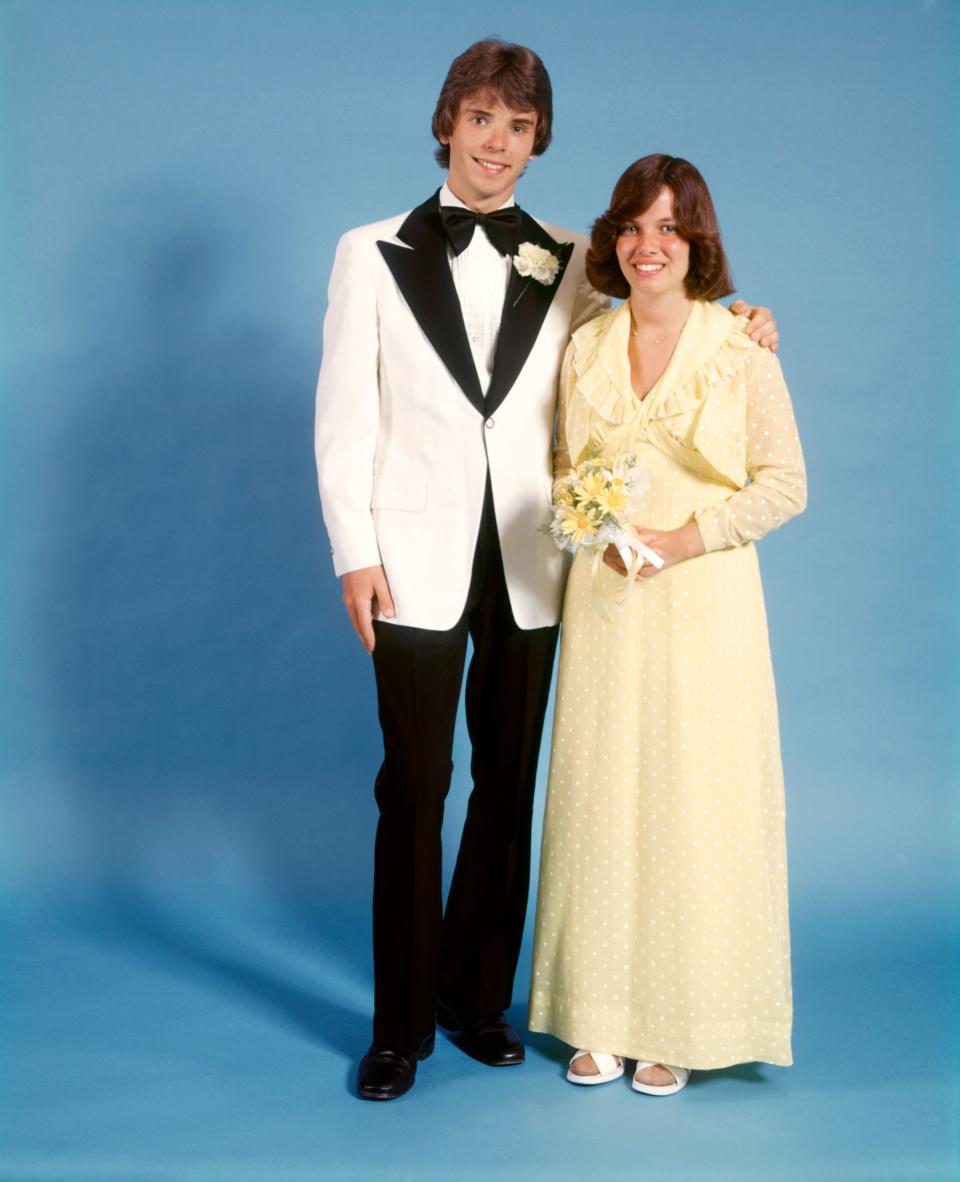 Couple posed for prom photos circa 1970