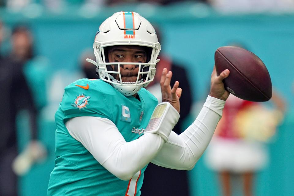 Dolphins quarterback Tua Tagovailoa finished this game against Green Bay, but it ended his season.