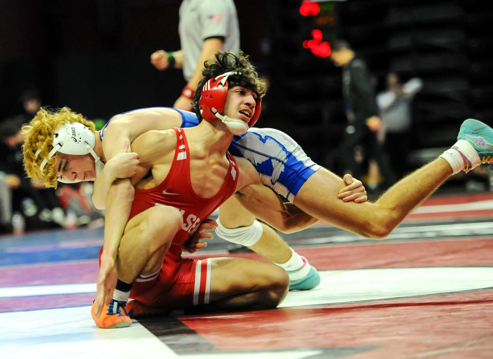 Delsea takes on Warren Hills Warren Hills in the state Group 3 wrestling finals at Rutgers' University Jersey Mike's Arena in Piscataway, NJ on Sunday Feb. 12, 2023.