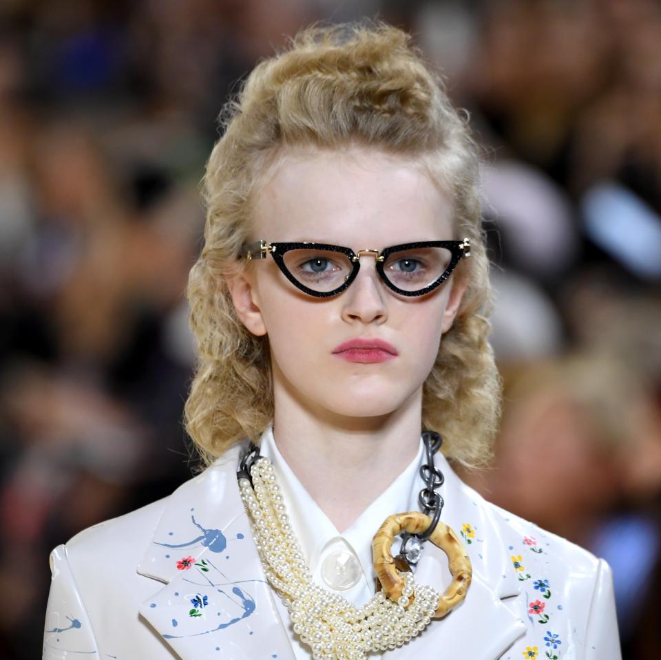 Miu Miu: Tissue Curls and Cat-Eye Glasses