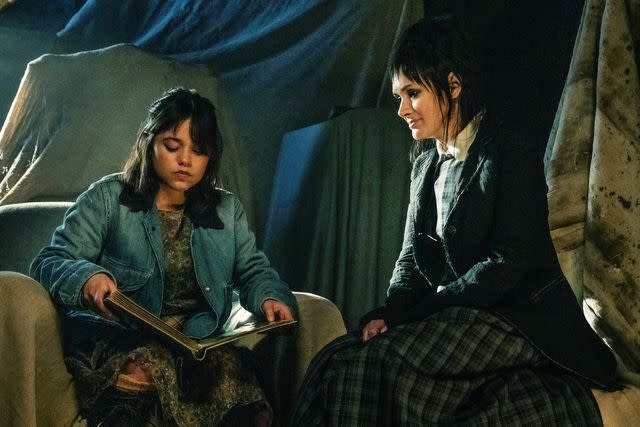 <p>Parisa Taghizadeh/Warner Bros.</p> Jenna Ortega and Winona Ryder in 'Beetlejuice Beetlejuice.'