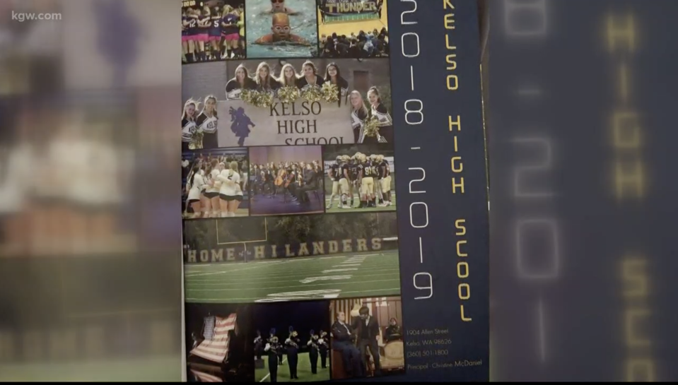 A Kelso, Washington school district misspelled the word "School" in its yearbook, one of two oversights. (Screenshot: KGW)