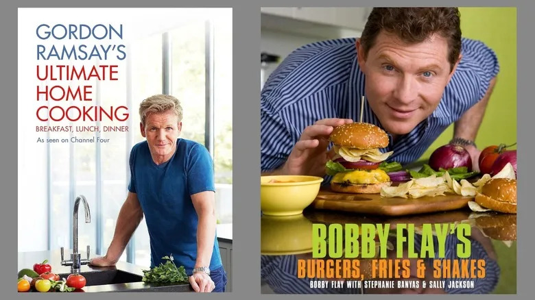 Gordon Ramsay and Bobby Flay cookbooks 