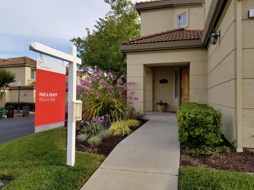 Realtor's For Sale sign outside a home in the San Francisco Bay Area, San Ramon, California, June 7, 2019. (Photo by Smith Collection/Gado/Getty Images)