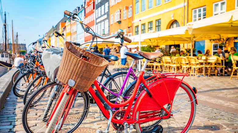 row of bicycles in Copenhagen Old Town