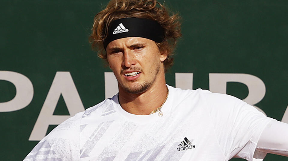 Alexander Zverev is pictured during his match against Jannik Sinner.