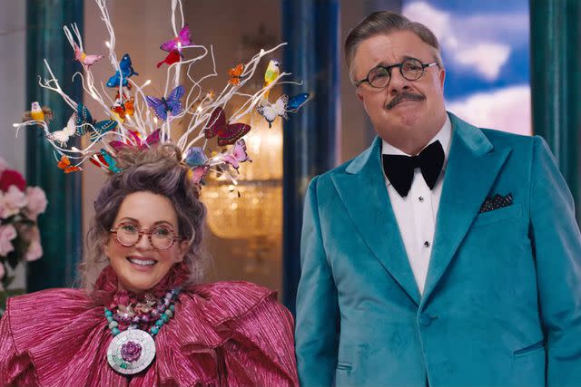 <p>Courtesy of A24</p> Megan Mullally and Nathan Lane in 'Dicks: The Musical'