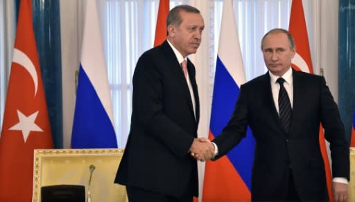 In August 2016 Erdogan cements relations with Russian President Vladimir Putin, one of the main allies of the Syrian regime battling opposition rebels and IS jihadists since 2011