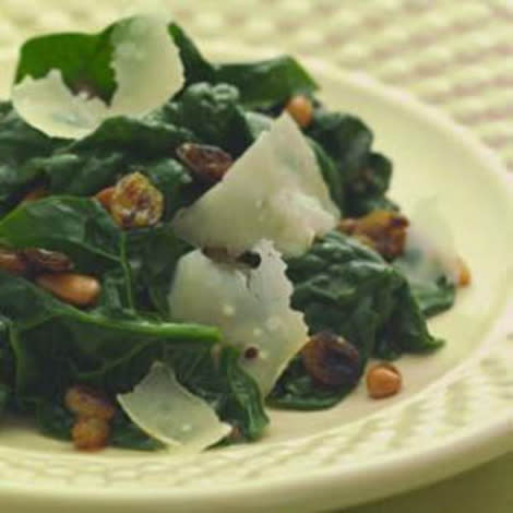 Sauteed Spinach with Pine Nuts & Golden Raisins