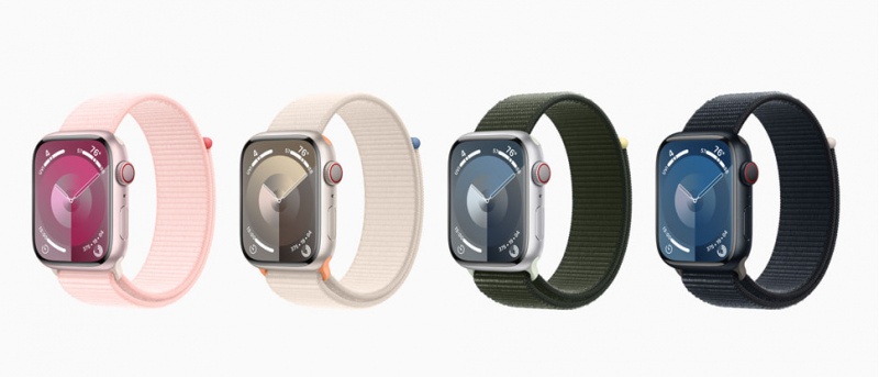 <cite>Apple Watch Series 9 的部分錶殼與錶帶組合，是 Apple 首批推出的碳中和產品。（圖／取自蘋果官網）</cite>