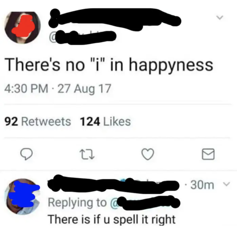 person mispelling happiness with a y