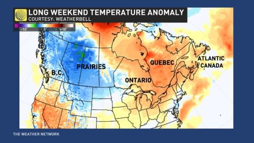 Canada May long weekend temperature anomalies