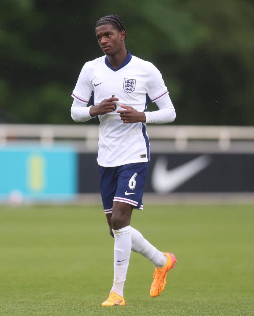 Ayden Heaven playing for the England youth teams (Photo via Heaven on Instagram)