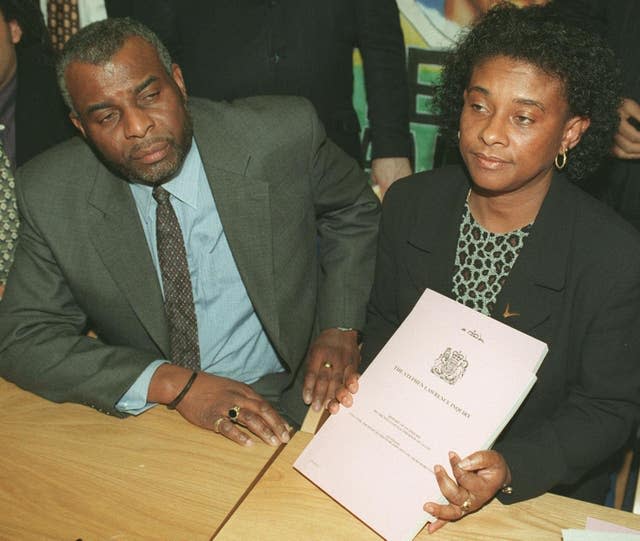 Doreen and Neville Lawrence, the parents of murdered black teenager Stephen Lawrence 