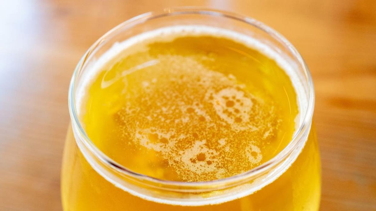 <div>Close-up of glass of Beta Tested Pilsner at Canyon Club microbrewery restaurant in Moraga, California, July 4, 2021. (Photo by Smith Collection/Gado/Getty Images)</div>