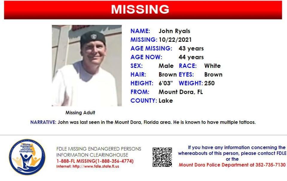 John Ryals was last seen in mount Dora on Oct. 22, 2021.