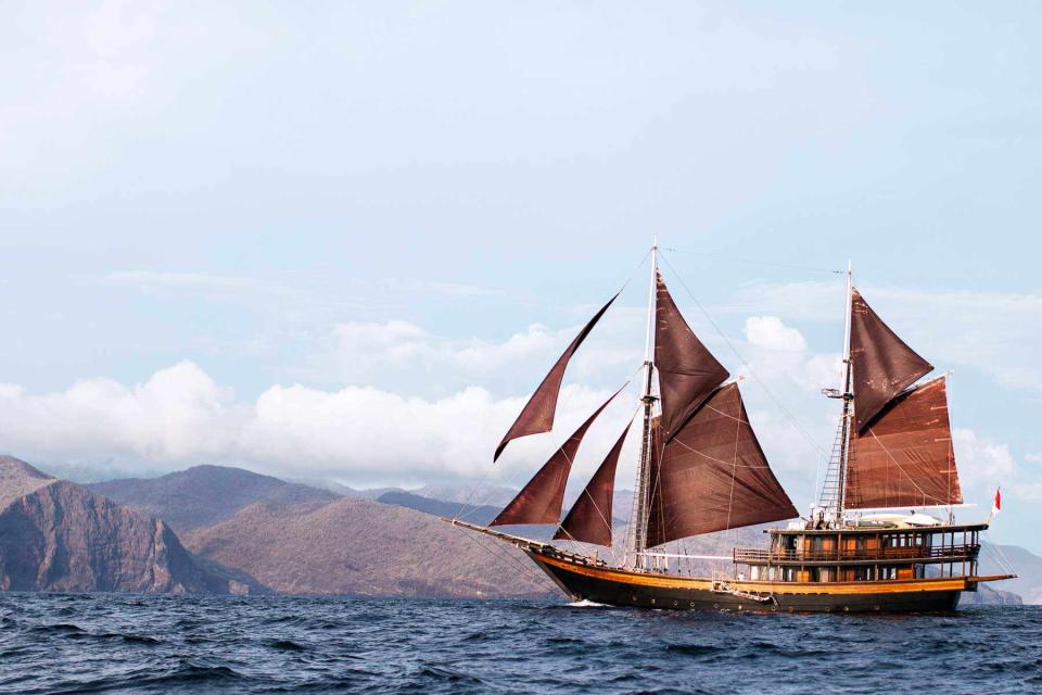 <p>Courtesy of Dunia Baru</p> The Dunia Baru ship off the Indonesian island of Komodo.