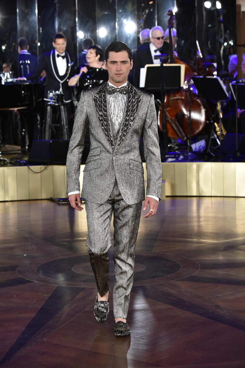 Dolce & Gabbana presented their Alta Sartoria menswear to a crowd that included Nick Jonas, Trevor Noah, and Steve Harvey.