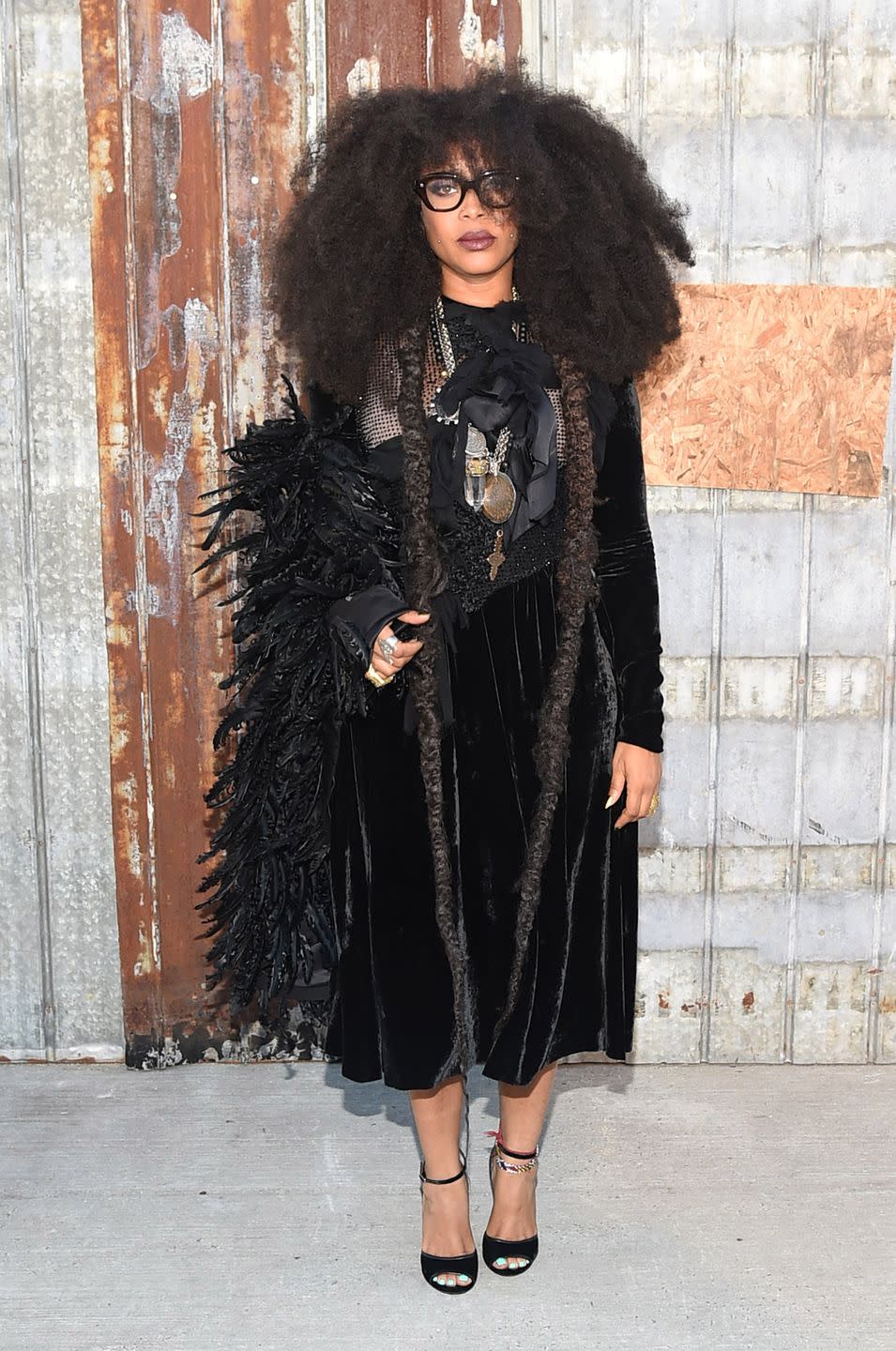 <p>"I make no distinction between what I wear on the street and the stage; it’s all just my style," she told <a rel="nofollow noopener" href="https://www.vogue.com/article/erykah-badu-legacy-and-style" target="_blank" data-ylk="slk:Vogue;elm:context_link;itc:0;sec:content-canvas" class="link "><em>Vogue</em></a>. "I don’t work with a stylist, and I never plan what I’m going to wear, it’s always an of-the-moment thing."</p>