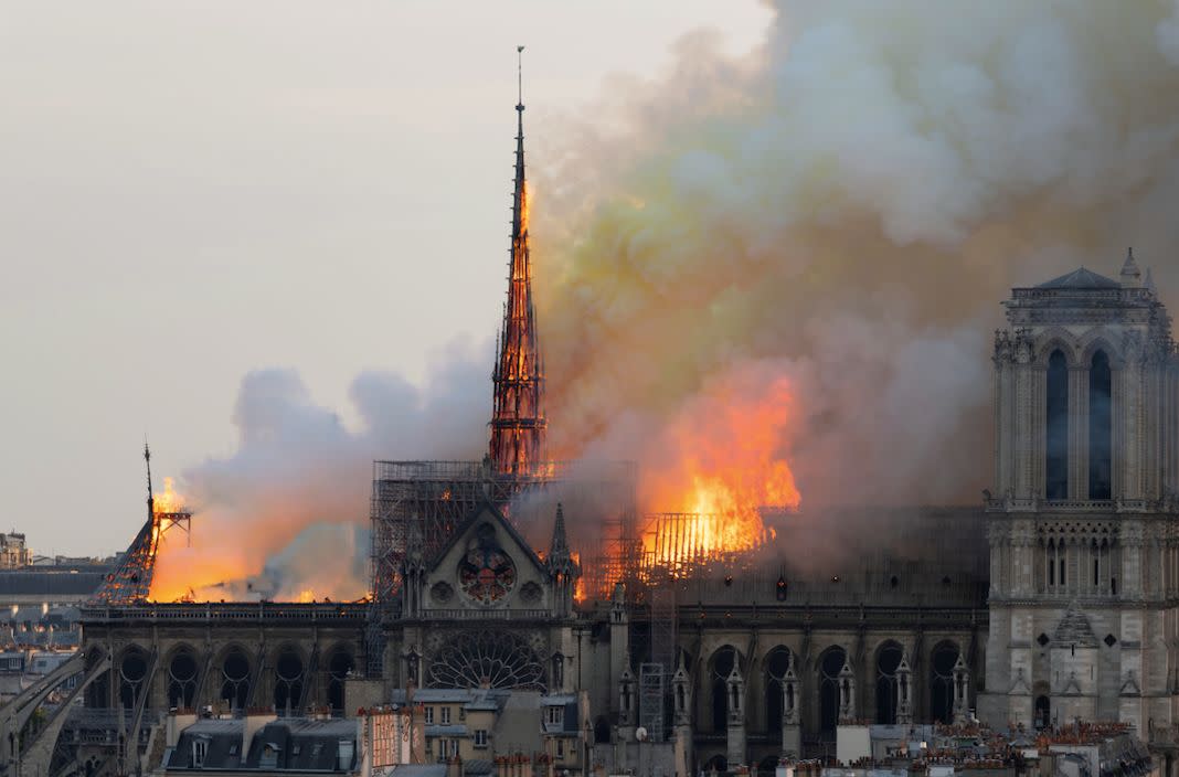 A man who tweeted that the Notre Dame fire was started deliberately has apologised (Getty)