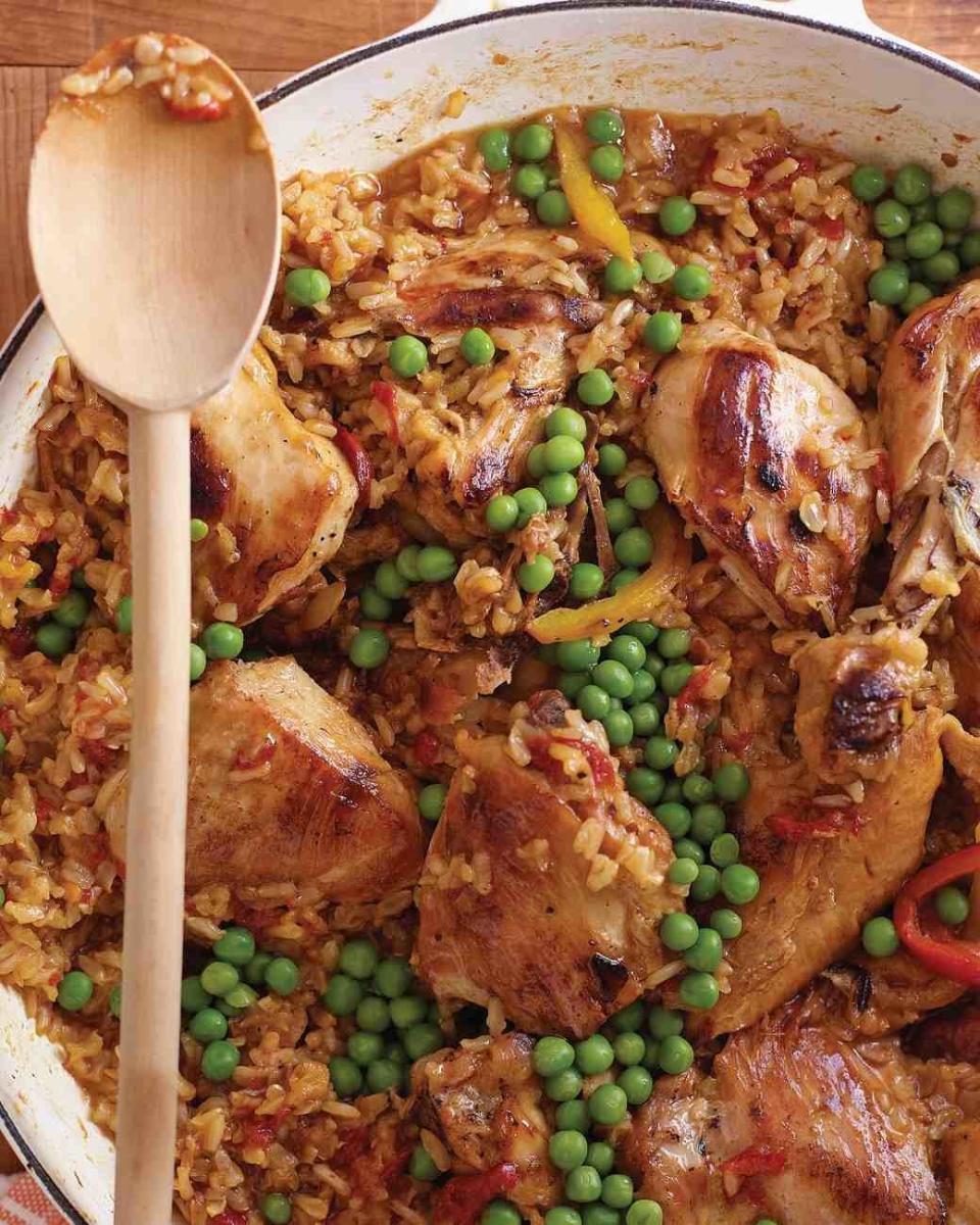<strong>Get the <a href="http://www.marthastewart.com/314586/chicken-and-brown-rice" target="_blank" rel="noopener noreferrer">Chicken and Brown Rice recipe</a> from Martha Stewart</strong>