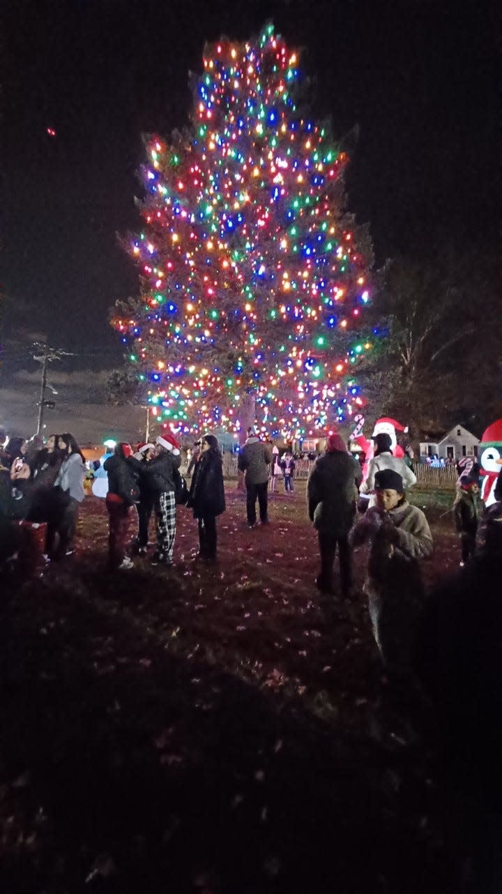 None other than Santa himself pushed the plunger to light the Christmas Tree at Belleville High School.