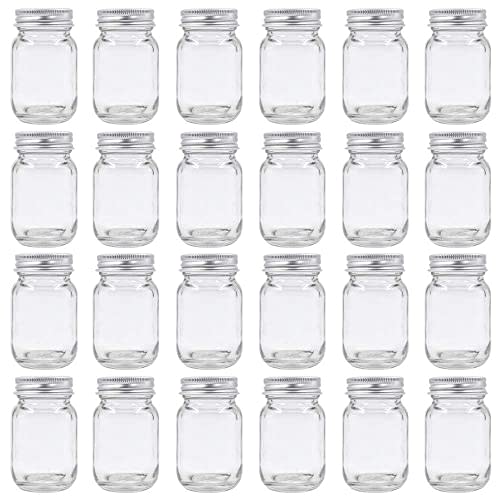 U-Pack 2oz Mason Jar with Silver Lid for Honey Jam Spice Pack of 24 Sets