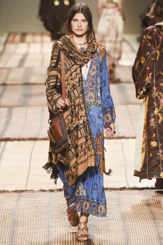 A model in the Etro Spring 2017 runway show in Milan. 