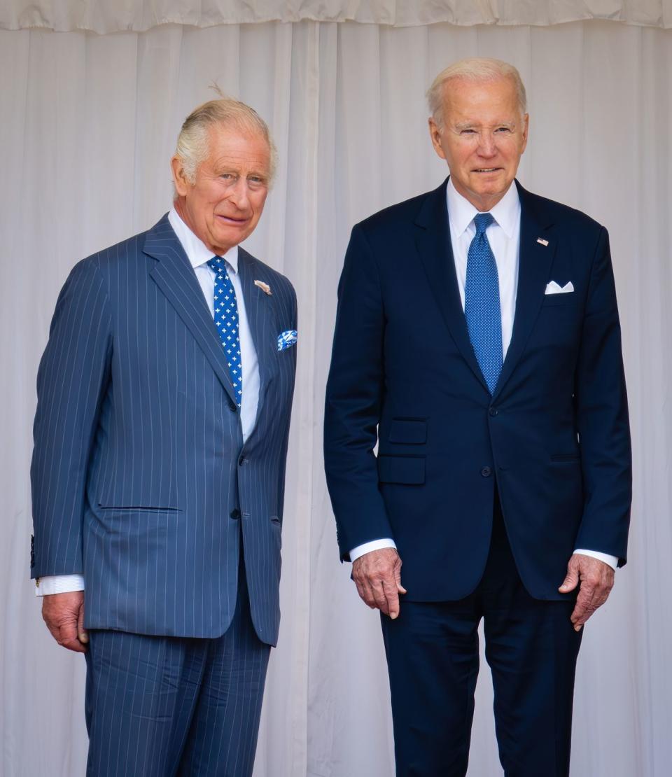 king charles iii meets the president of the united states at windsor castle
