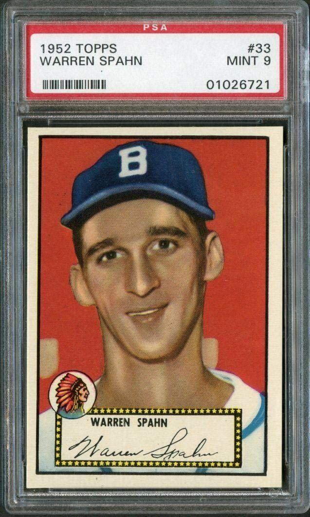 <p><a href="https://www.amazon.com/Topps-Warren-Spahn-Braves-01026721/dp/B08PJQFBQM/ref=sr_1_1?crid=1YNP3LA2AAM7L&keywords=baseball+card&qid=1663214838&sprefix=baseballcard%2Caps%2C83&sr=8-1&tag=syn-yahoo-20&ascsubtag=%5Bartid%7C10069.g.41521417%5Bsrc%7Cyahoo-us" rel="nofollow noopener" target="_blank" data-ylk="slk:Shop Now;elm:context_link;itc:0;sec:content-canvas" class="link rapid-noclick-resp">Shop Now</a></p><p>1952 Topps 33 Warren Spahn Braves Baseball Card</p><p>Amazon</p><p>$354555.99</p><span class="copyright">Amazon</span>