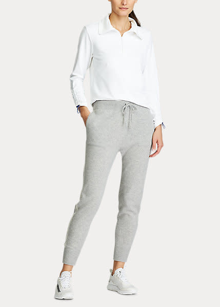 Ralph Lauren Cashmere Golf Jogger in light grey heather