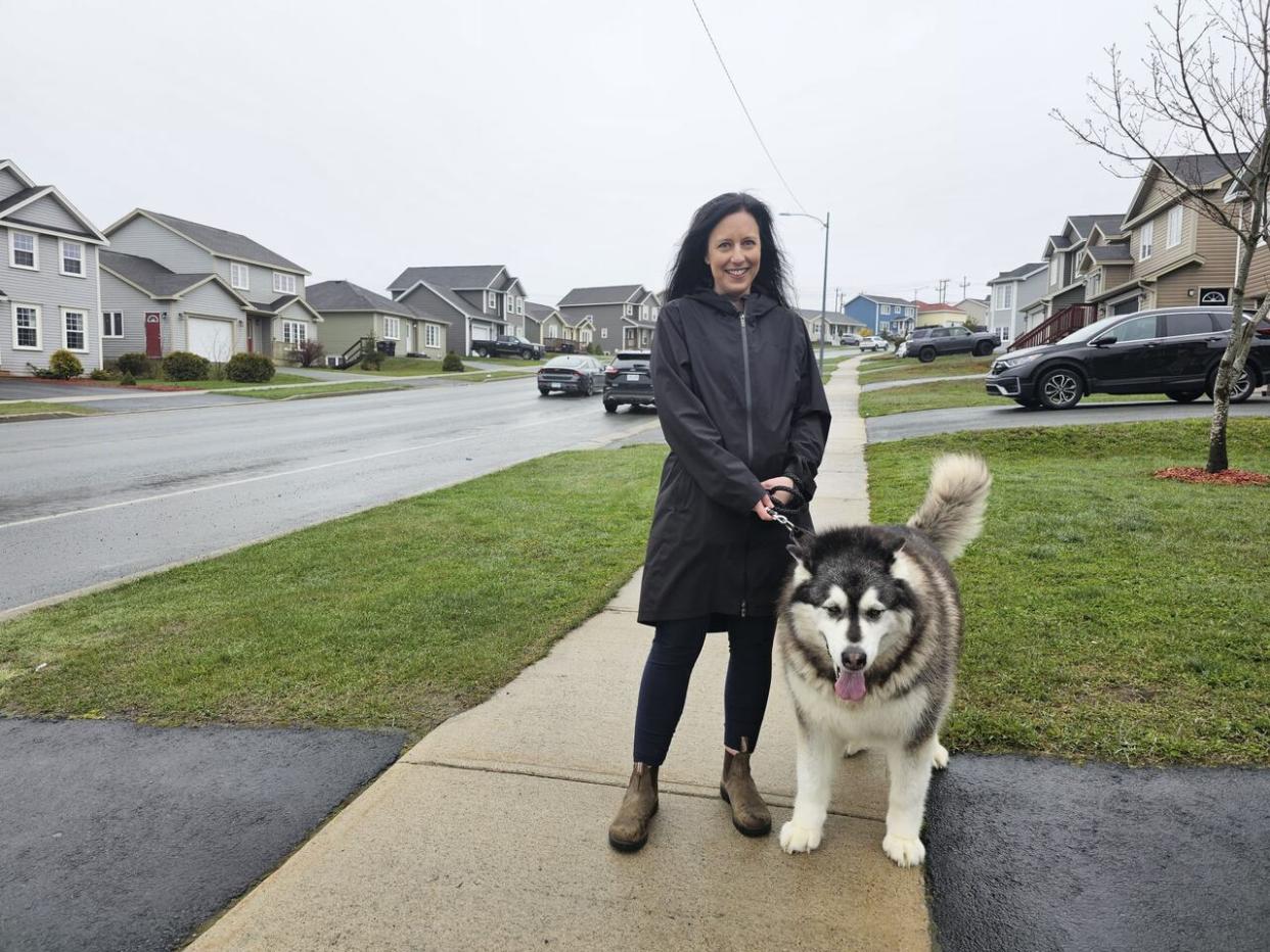 Amanda Power says she’s been reaching out to the City of St. John’s about the problem of speeding vehicles in her Kenmount Terrace neighbourhood since her seven year old was a baby. (Arlette Lazarenko/CBC - image credit)