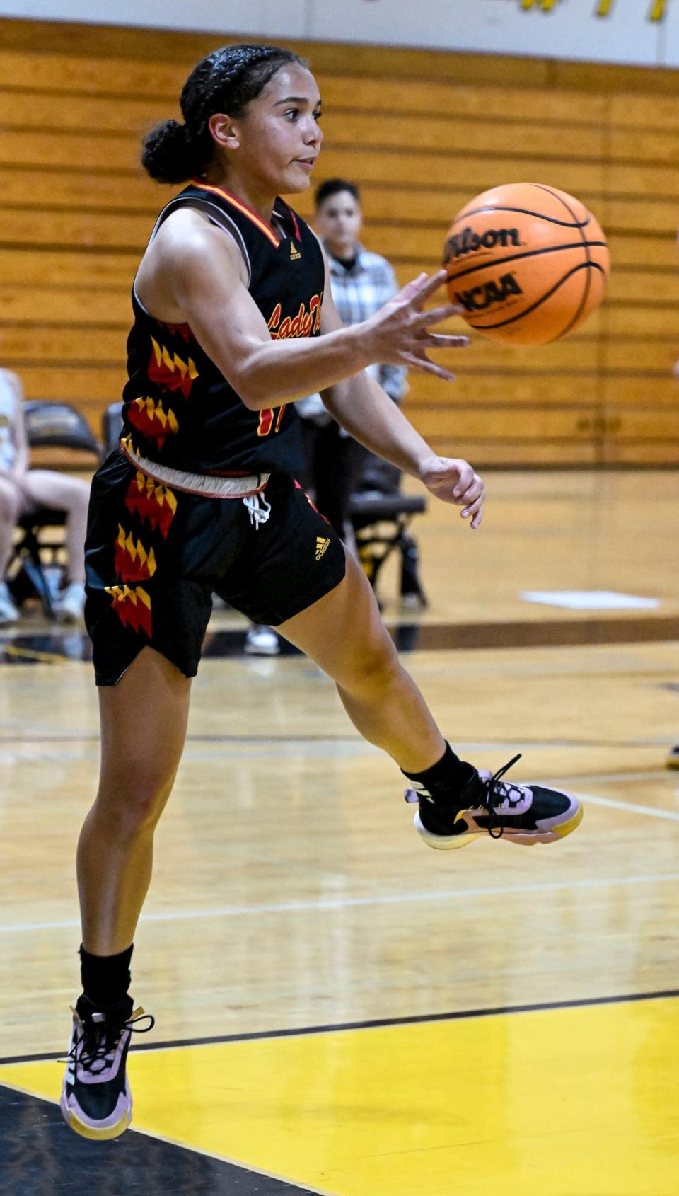 Tulare Union's Kailee Gilbert passes against Golden West in a non-league girls basketball game on Thursday, December 14, 2023.