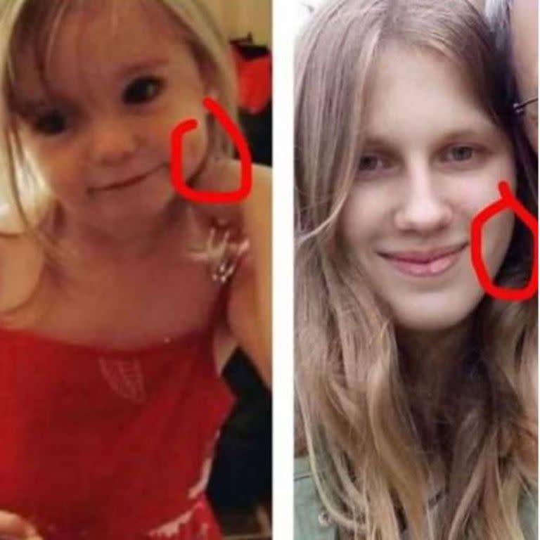 La marca en la mejilla al sonreir, otro rasgo en el que coinciden Madeleine Mccann y Julia, según ella