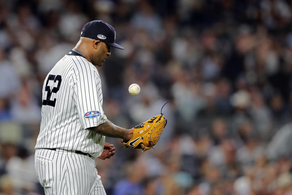 CC Sabathia was pulled after three innings in ALDS Game 4 vs. the Red Sox. (Getty Images)