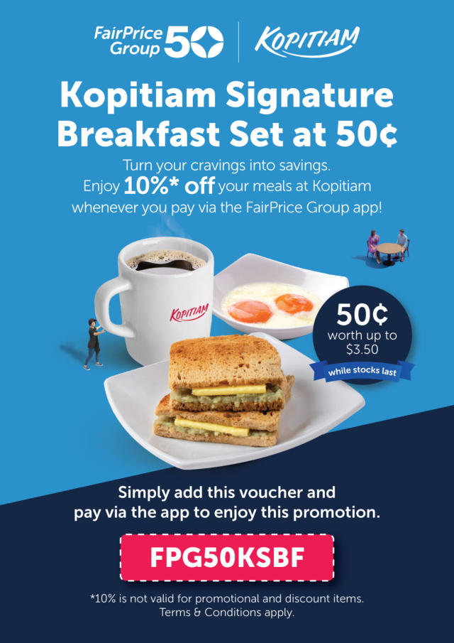 FairPrice announces 50 cents Kopitiam Signature Breakfast set