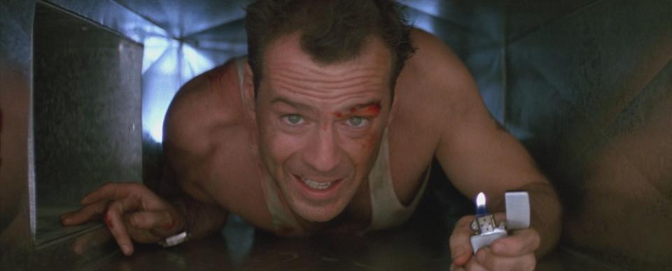 "Die Hard," with Bruce Willis wearing some appropriate Christmas red