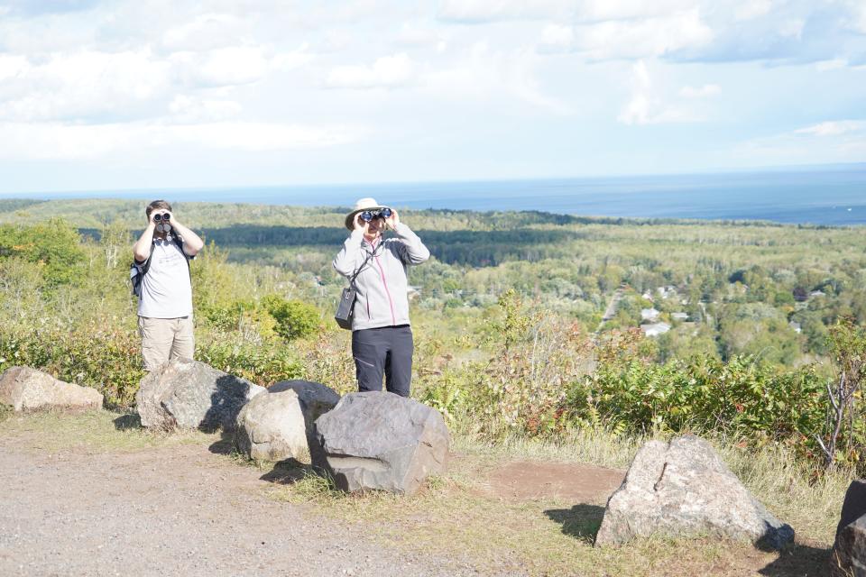 Visitors look at migrating birds Sept. 25 at Hawk Ridge Bird Observatory in Duluth. The facility celebrated its 50th anniversary this year.