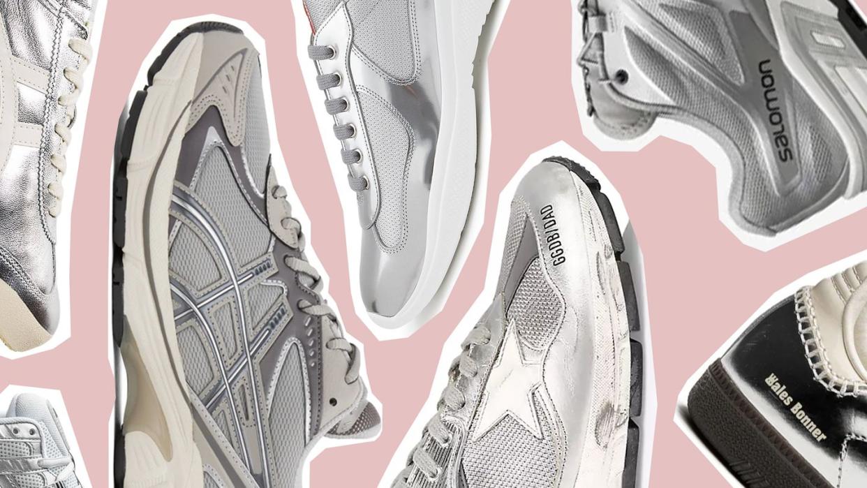 silver running sneakers are back 24 metallic shoes to shop