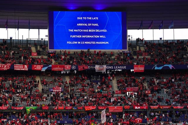 Fans inside the stadium were initially told kick off was delayed due to the late arrival of fans 