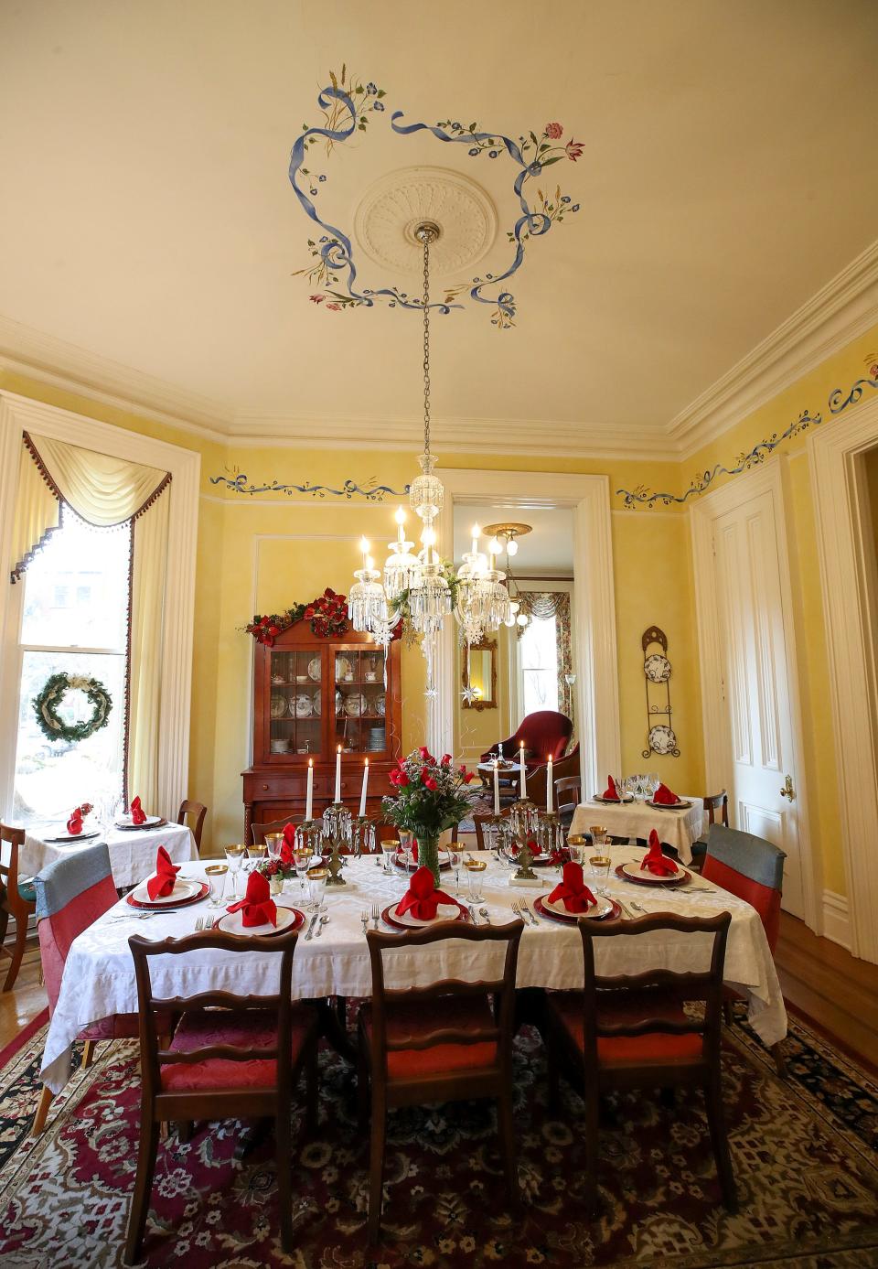 The dining room of the DuPont Mansion Bed & Breakfast.