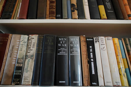 A view of books at the Ernest Hemingway Museum during a visit of U.S. Congressman James Mcgovern (not pictured) in Havana, Cuba, March 30, 2019. REUTERS/Alexandre Meneghini